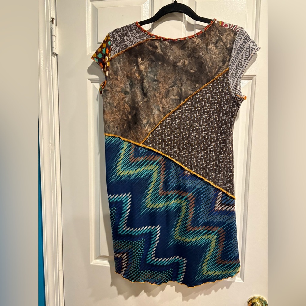 Hand Jive wear art sleeveless top patchwork boho sz L - Picture 2 of 5